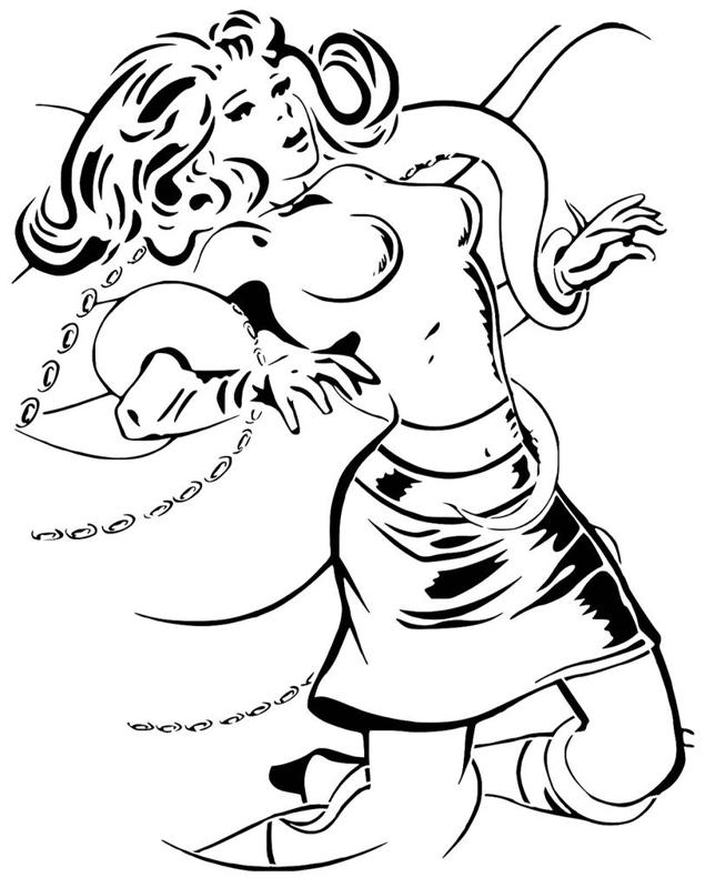 Octopus girl stencil