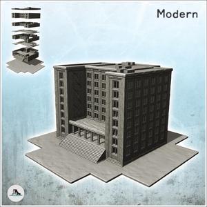 Large modern multi-storey building with wide staircase and monumental entrance (1) - Cold Era Modern Warfare Conflict World War 3 RPG  Post-apo