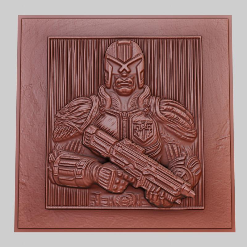 Dredd 3d printer relief medallion obj stl