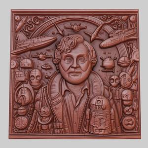 The Hitchhiker's Guide to the Galaxy 3d printer relief medallion obj stl