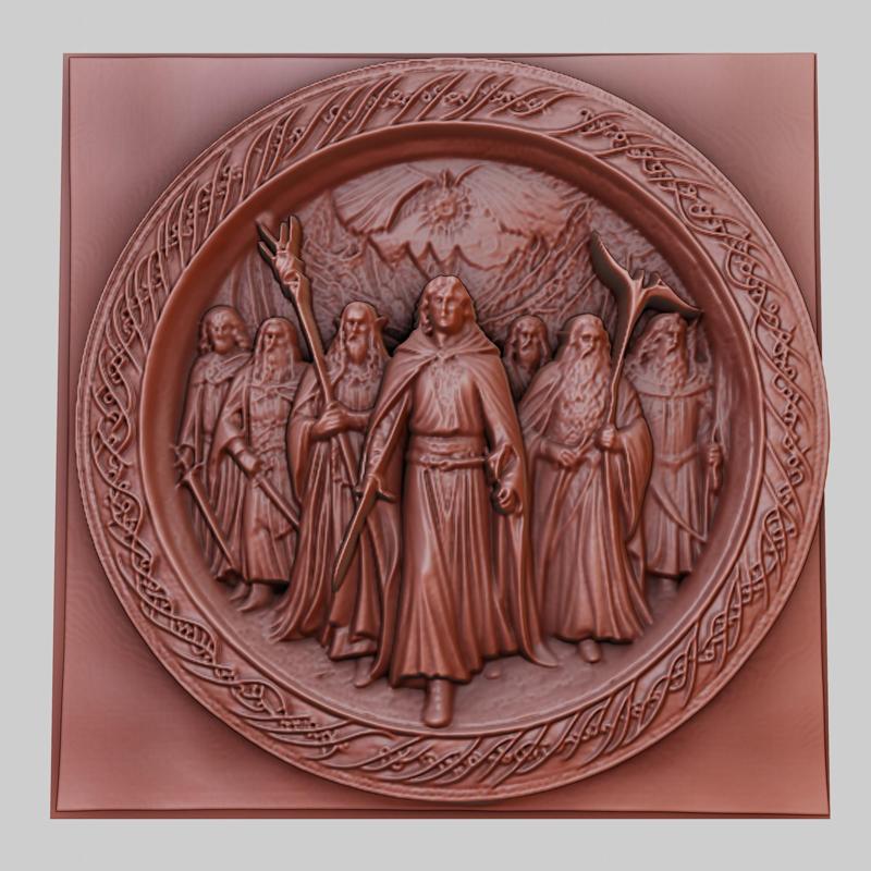 Lord of the Rings 3d printer relief medallion obj stl