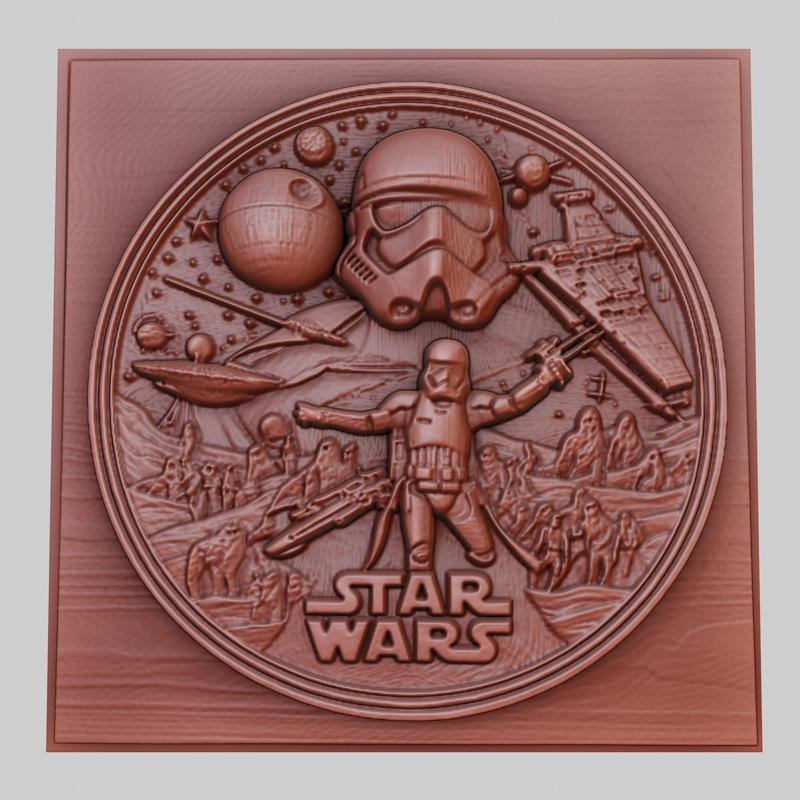 Star Wars: A New Hope 3d printer relief medallion obj stl