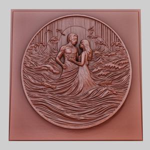The Shape of Water 3d printer relief medallion obj stl