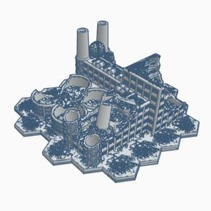 Modern Ruined Chemical Plant with Hex Base MRHB019