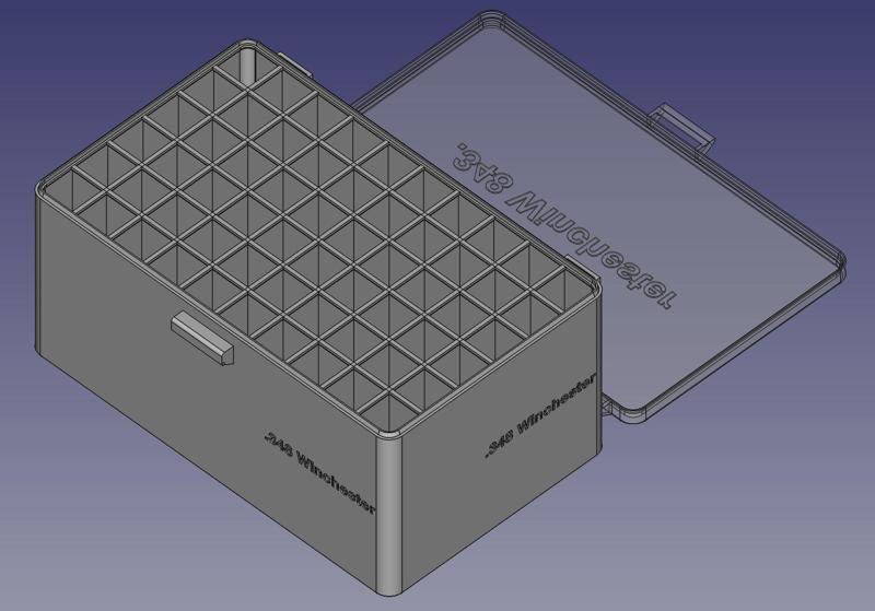 .348 Winchester, Head Up, Snug Double Snap Latch Modular Ammo Box