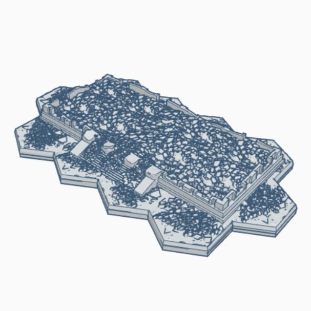 Modern Destroyed Mayor's Office Clock Tower with Hex Base MDHB021