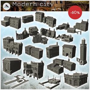 Modern city pack No. 1 - Modern WW2 WW1 World War Diaroma Wargaming RPG Mini Hobby