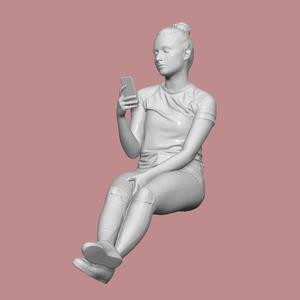 WOMAN SIT MOBILE PEOPLE CHARACTER DIORAMA