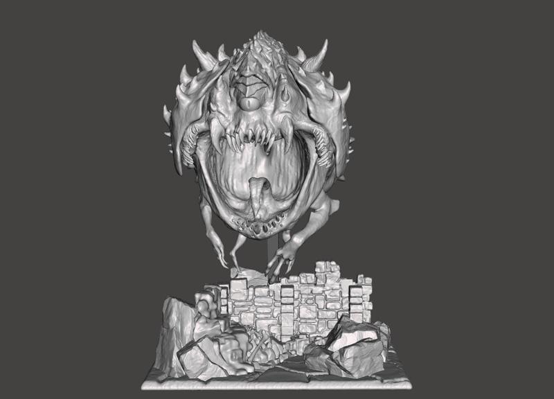CACODEMON - DOOM ETERNAL Dynamic pose with base for LED - STL for 3D printing