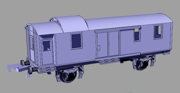 H0 scale old time baggage train car - 1:87