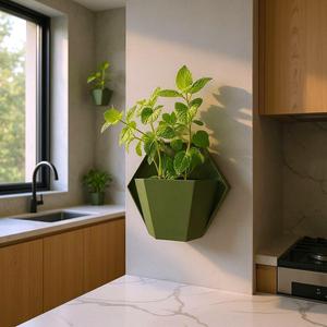 Geometric wall planter for herb gardens