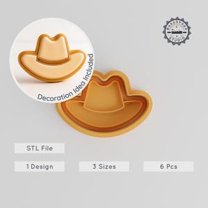 Cowboy Hat Cookie Cutter & Stamp Set, Western Hat Fondant Shaper, 3 Sizes, 6 Pieces, Perfect for Baking and Cake Decorating PRODUCT_2894