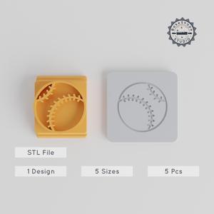 Baseball Stamp Tile Collection, Sports Ball Motif, 5 Sizes for Clay, Cookies & Fondant PRODUCT_2431