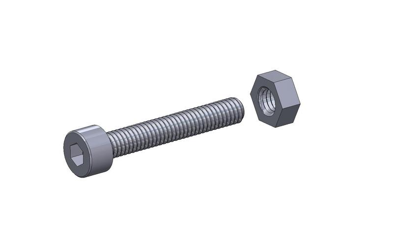 M6 x 20mm bolt DIN 912 VG + M6 nut DIN934 Nut Screw