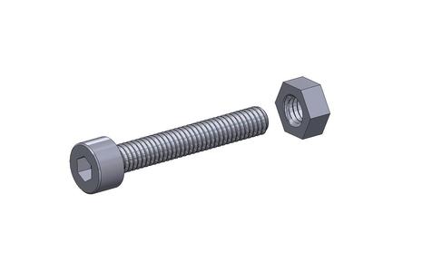 M6 x 20mm bolt DIN 912 VG + M6 nut DIN934 Nut Screw