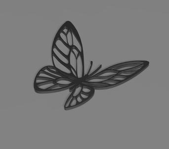 Butterfly key ring - 3D model (65mm x 60mm x 3mm)
