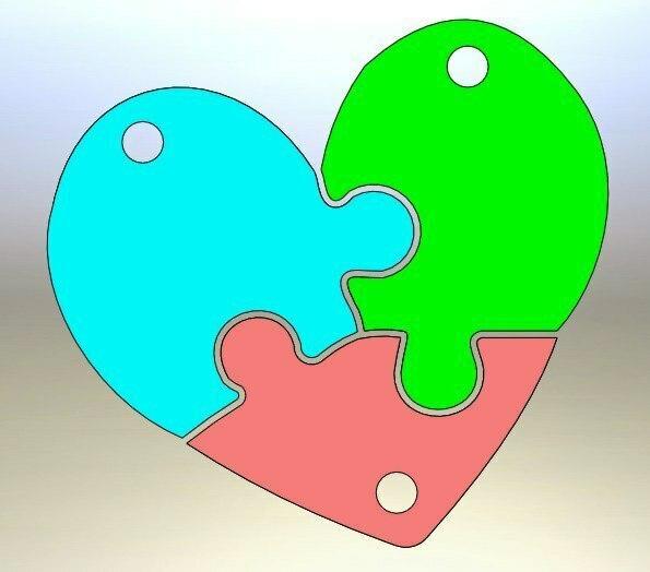 Puzzle heart keychain