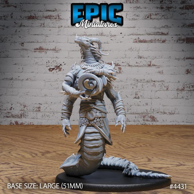 Naga Sorcerer ‧ DnD Miniature ‧ Tabletop Miniatures ‧ Gaming Monster ‧ 3D Model ‧ RPG ‧ DnDminis ‧ STL FILE