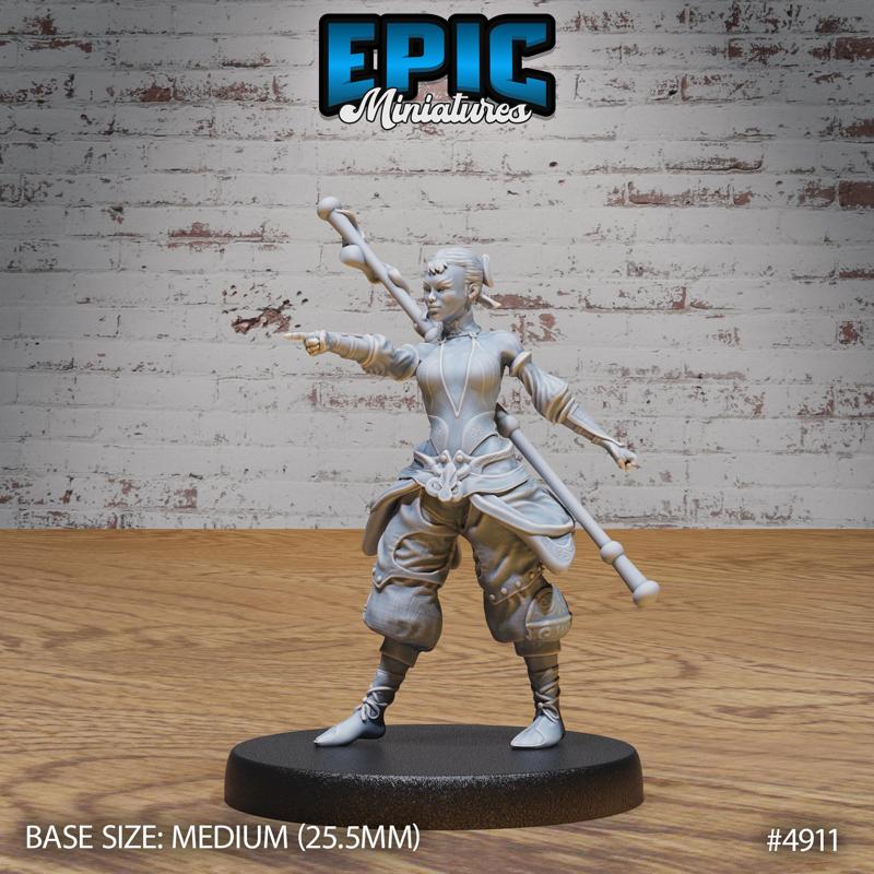 Monk Adventurer Female Command ‧ DnD Miniature ‧ Tabletop Miniatures ‧ Gaming Monster ‧ 3D Model ‧ RPG ‧ DnDminis ‧ STL FILE