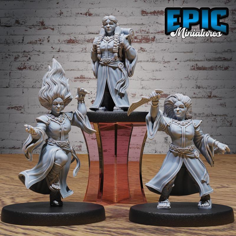 Dwarf Wind Mage Female Set ‧ DnD Miniature ‧ Tabletop Miniatures ‧ Gaming Monster ‧ 3D Model ‧ RPG ‧ DnDminis ‧ STL FILE