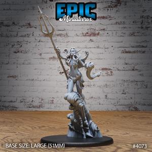 Water Elemental Female Trident ‧ DnD Miniature ‧ Tabletop Miniatures ‧ Gaming Monster ‧ 3D Model ‧ RPG ‧ DnDminis ‧ STL FILE