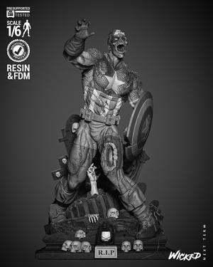 WICKED MARVEL CAPTAIN AMERICA ZOMBIE SCULPTURE : TESTED AND READY FOR 3D PRINTING