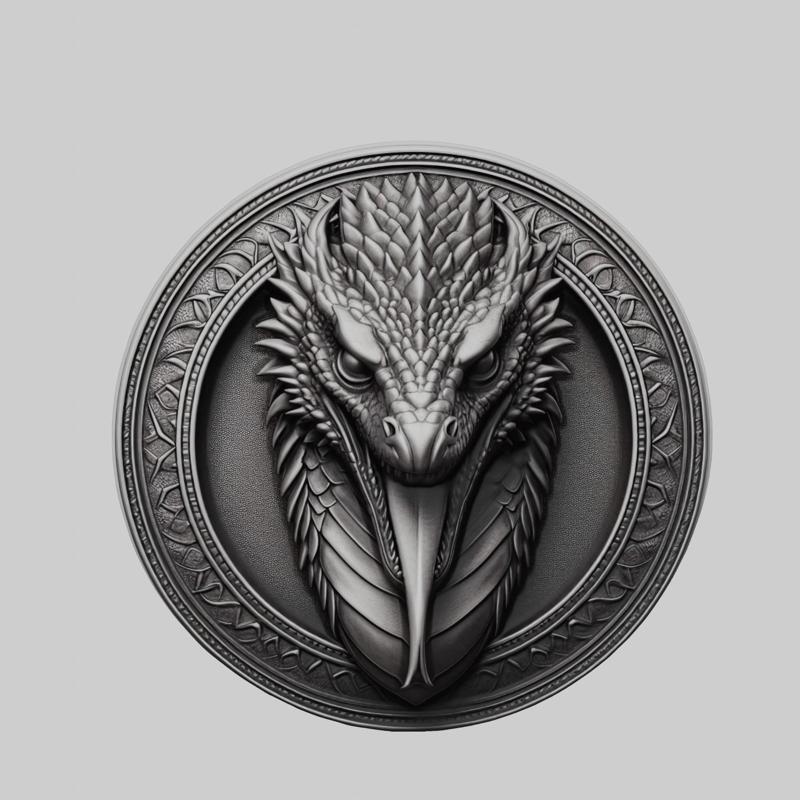 Komodo Dragon Animal Head Komodo Dragon Animal Medallion for CNC Router Laser & 3D Printer