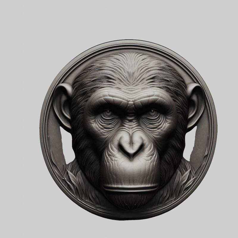 Chimpanzee Animal Head Chimpanzee Animal Medallion for CNC Router Laser & 3D Printer