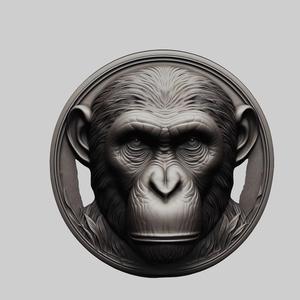 Chimpanzee Animal Head Chimpanzee Animal Medallion for CNC Router Laser & 3D Printer