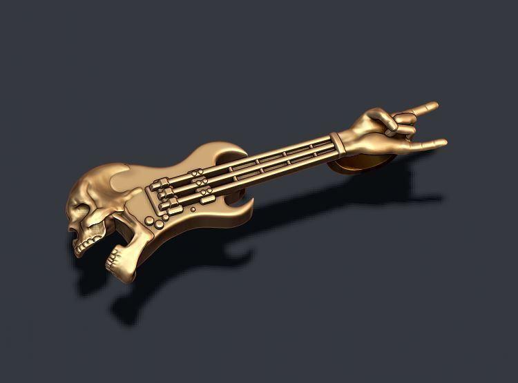 skull guitar pendant 3D print model