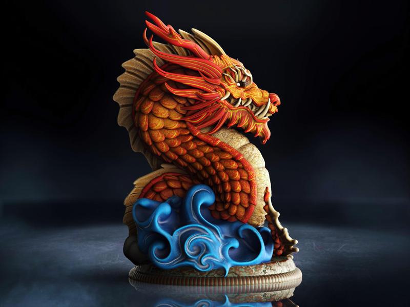 Chinese Dragon Bust (Pre-Supported)