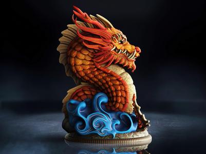 Chinese Dragon Bust (Pre-Supported)