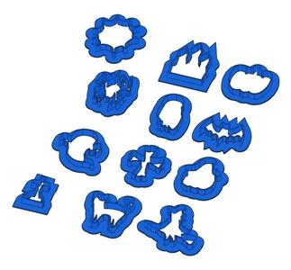 12 Biscuit Moulds - Halloween - Witch - Pumpkin - Ghost - Spider - Bat - Cookie Cutter - Cookie cutter