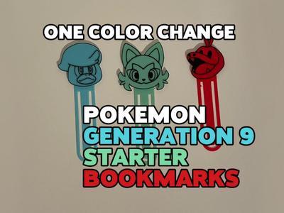 Pokémon Gen 9 Starter Bookmarks - One Color Change