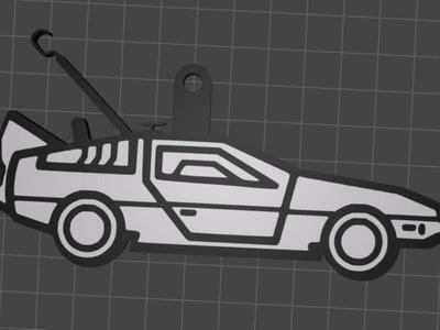 DeLorean Back to the Future 3D Retro 80s Keychain