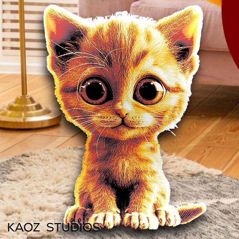 FULL COLOR Orange Kitten wall art kitty wall decor optical illusion art