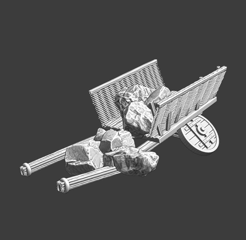 Damaged medieval wagon - stone transport