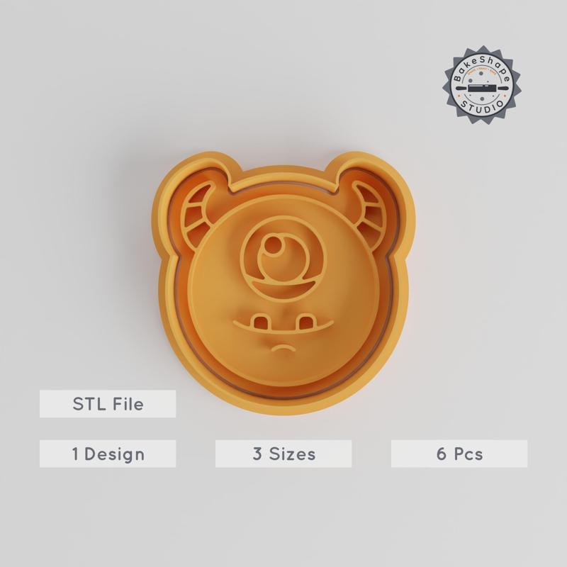 Circle Monster Shape Cutter & Stamp Set, Cookie & Fondant Tool, Whimsical Monster, 3 Sizes, Cartoon Creature Design