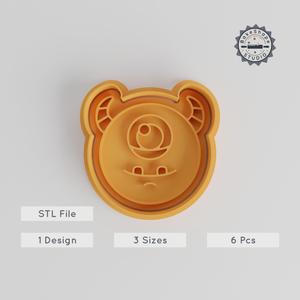 Circle Monster Shape Cutter & Stamp Set, Cookie & Fondant Tool, Whimsical Monster, 3 Sizes, Cartoon Creature Design