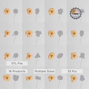 Cake Pop Mold Pack, 32-Piece Set, Vol 6, Instant Download STL Files for 3D Printing