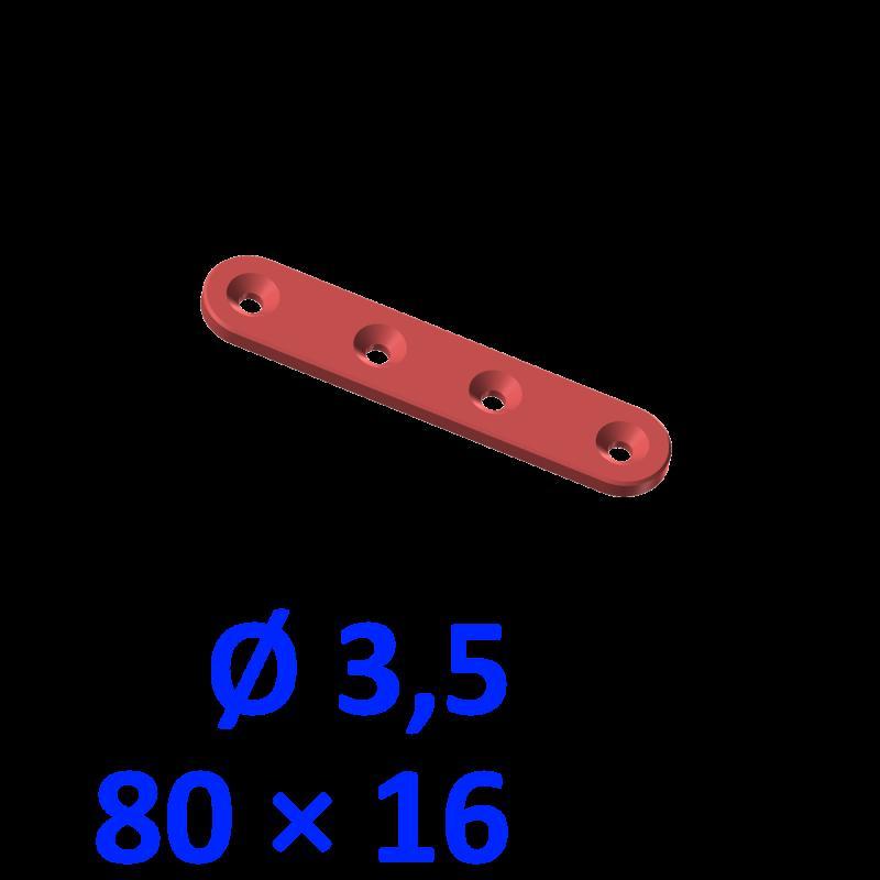 80x16 mounting bracket, Ø 3.5 mm screws