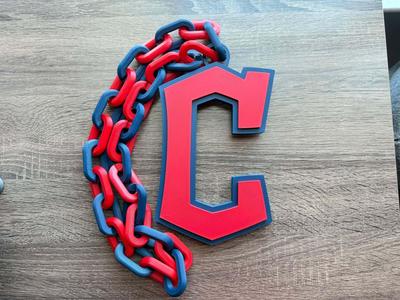 Cleveland Guardians Logo Oversized Necklace, Pendant Chain