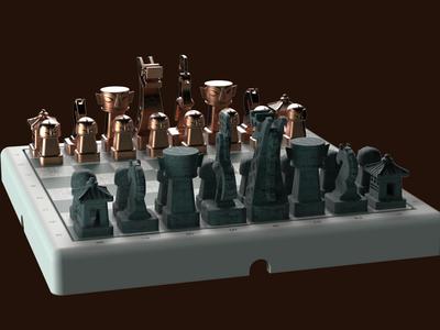 Bronzeware-Themed Chess Set