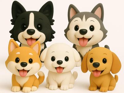 Q-version Animal Series - Dog Collection, includes rendered color reference images