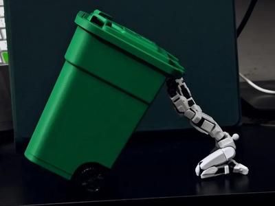 Flip-lid Print in Place Desktop Trash Can, Recyclable Bambu Lab Poop