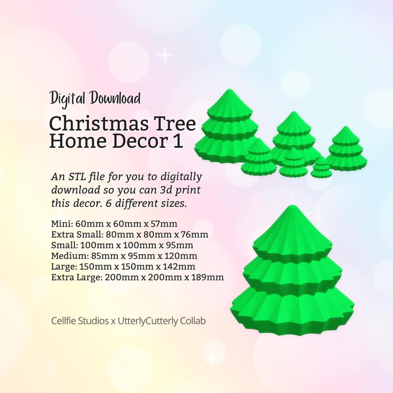 Christmas Tree 1 Home Decor STL File - Digital Download -6 Sizes- Homeware, Minimalist Modern Design