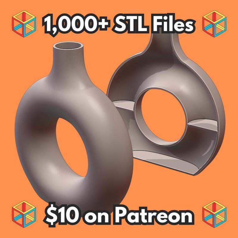 Donut Shaped Vase with Hidden Compartment for Valuables (Requires Pausing During Print) MineeForm FDM 3D Print STL File