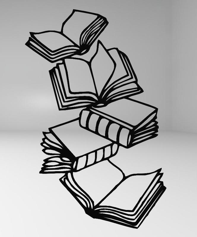 Line Art Drawing of Multiple Books