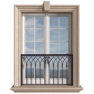 Classic facade window with French balcony 3D model
