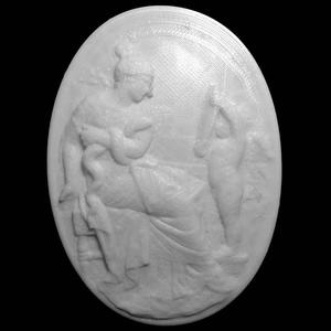 Decorative elements of a monument to Louis XIII at The Réunion des Musées Nationaux, Paris